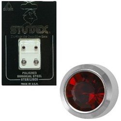 STUDEX Birthstone studs - reg bezel s/s - january / garnet